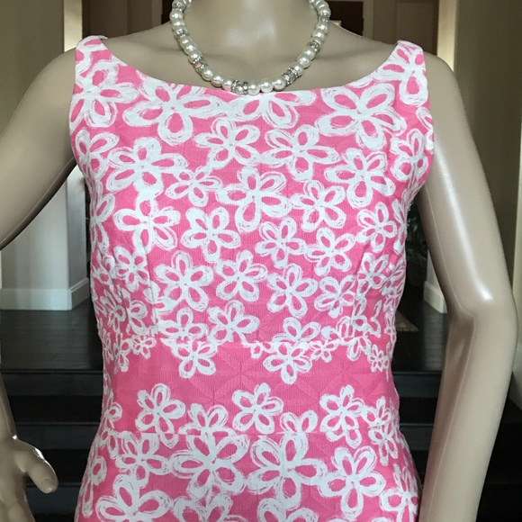 Taylor Pink Floral Print Midi Sheath Dress Size 6 Cottagecore Barbiecore - Picture 4 of 8